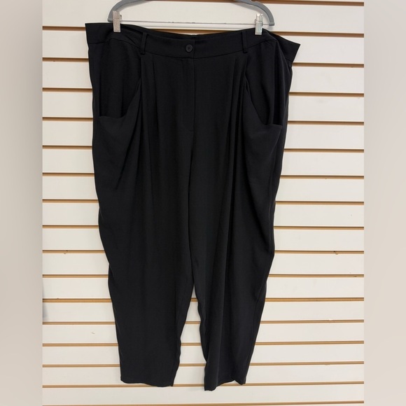 Eileen Fisher Silk Crepe Pants Women's Plus Size‎ 2X Black Tapered Ankle NWT - Picture 1 of 13